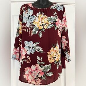 Van Heusen Burgundy Floral Top